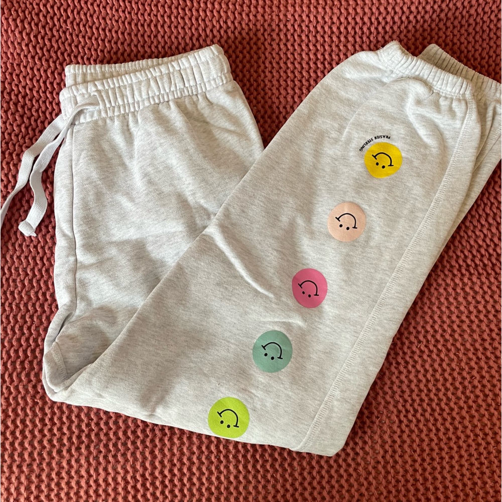 Grey SweatPants with Smiley Faces Size Small